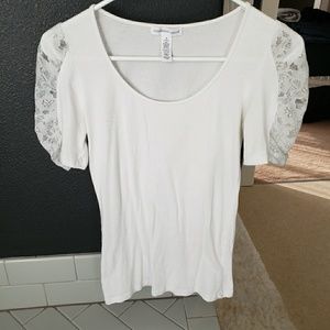 lace puff sleeve scoop neck tee